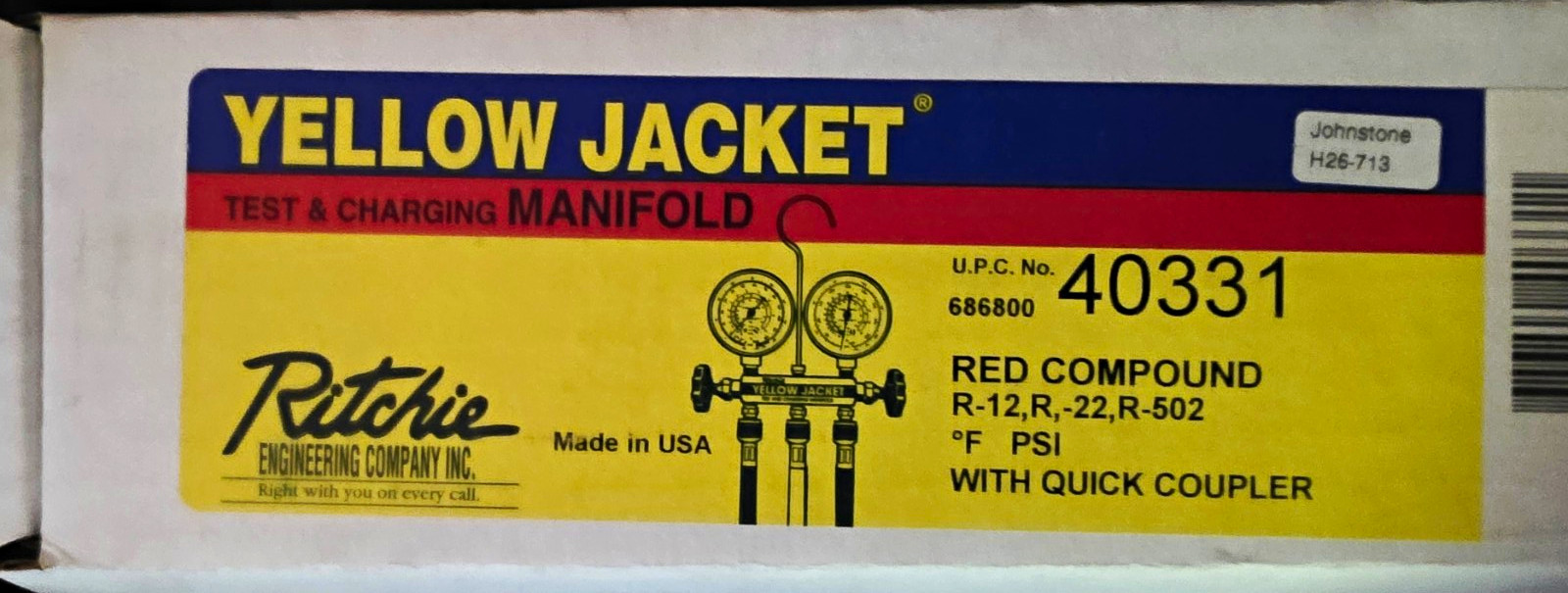 YELLOW JACKET 40331 2-Valve Test/Charging Manifold PSI w/Quick Coupler