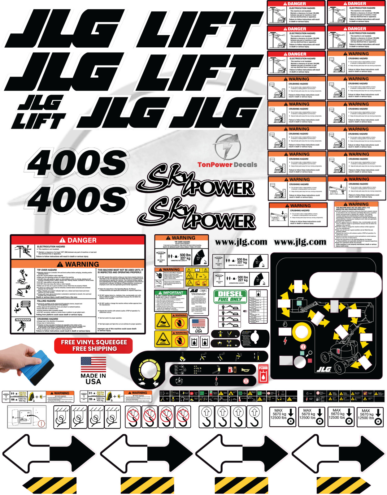 Fits JLG 400S Boom Lift Decal Kit – 3M Vinyl – Fits JLG 400S Boom Lift Decal Kit – 3M Vinyl –