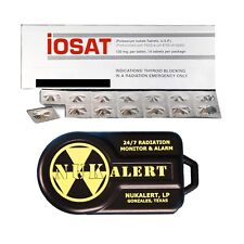 IOSAT Potassium Iodide Tablets 130 MG 14 Tablets with NukAlert Alarm Keychain picture