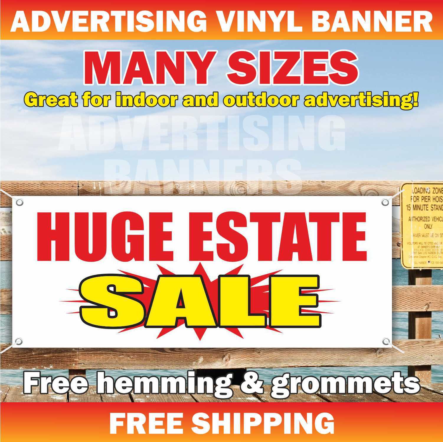 HUGE ESTATE SALE Advertising Banner Vinyl Mesh Sign office space home realtor HUGE ESTATE SALE Advertising Banner Vinyl Mesh Sign office space home realtor