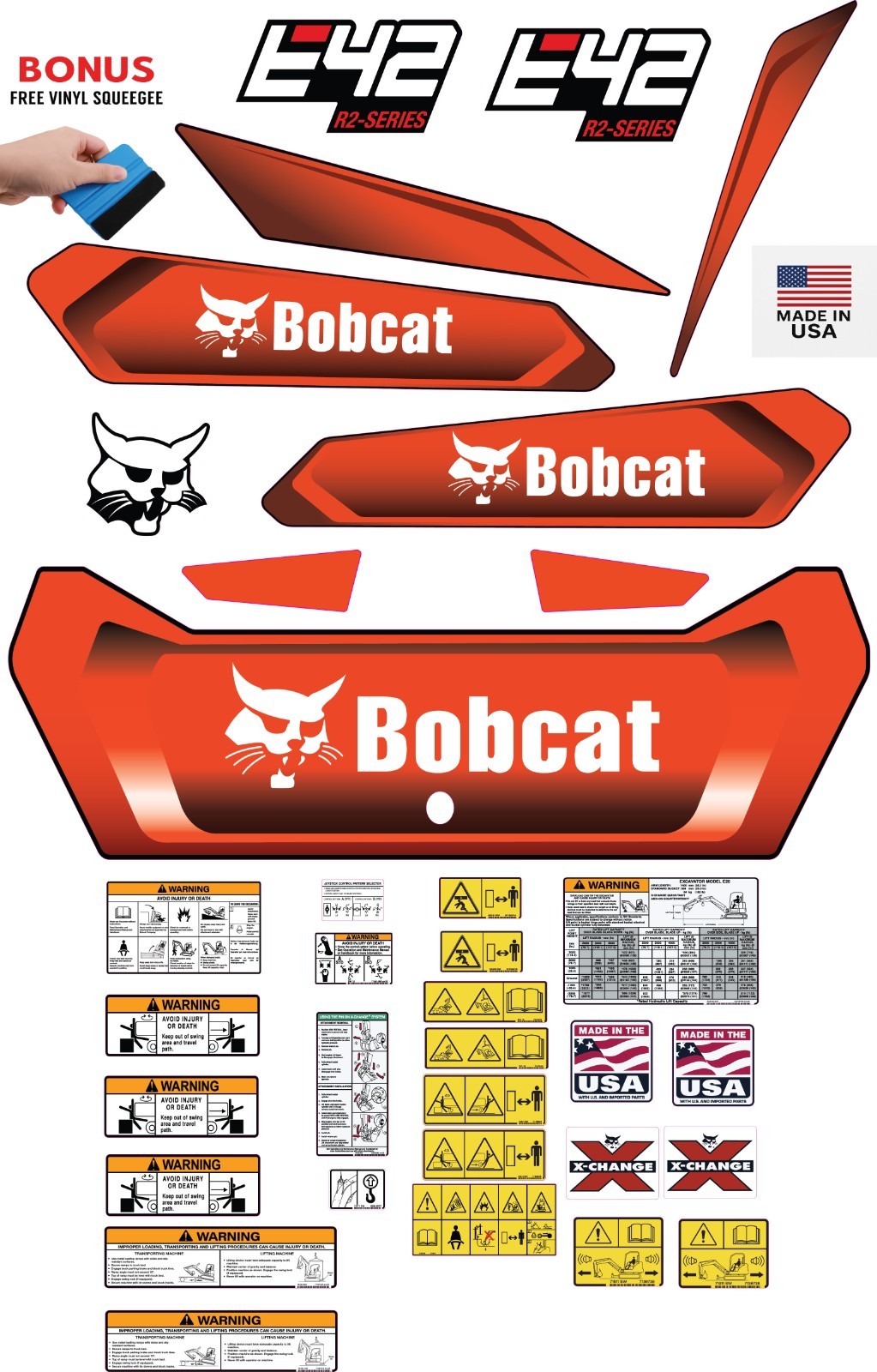 Fits Bobcat E42 Decal Kit MINI EXCAVATOR (NEW VERSION)  3M VINYL / 