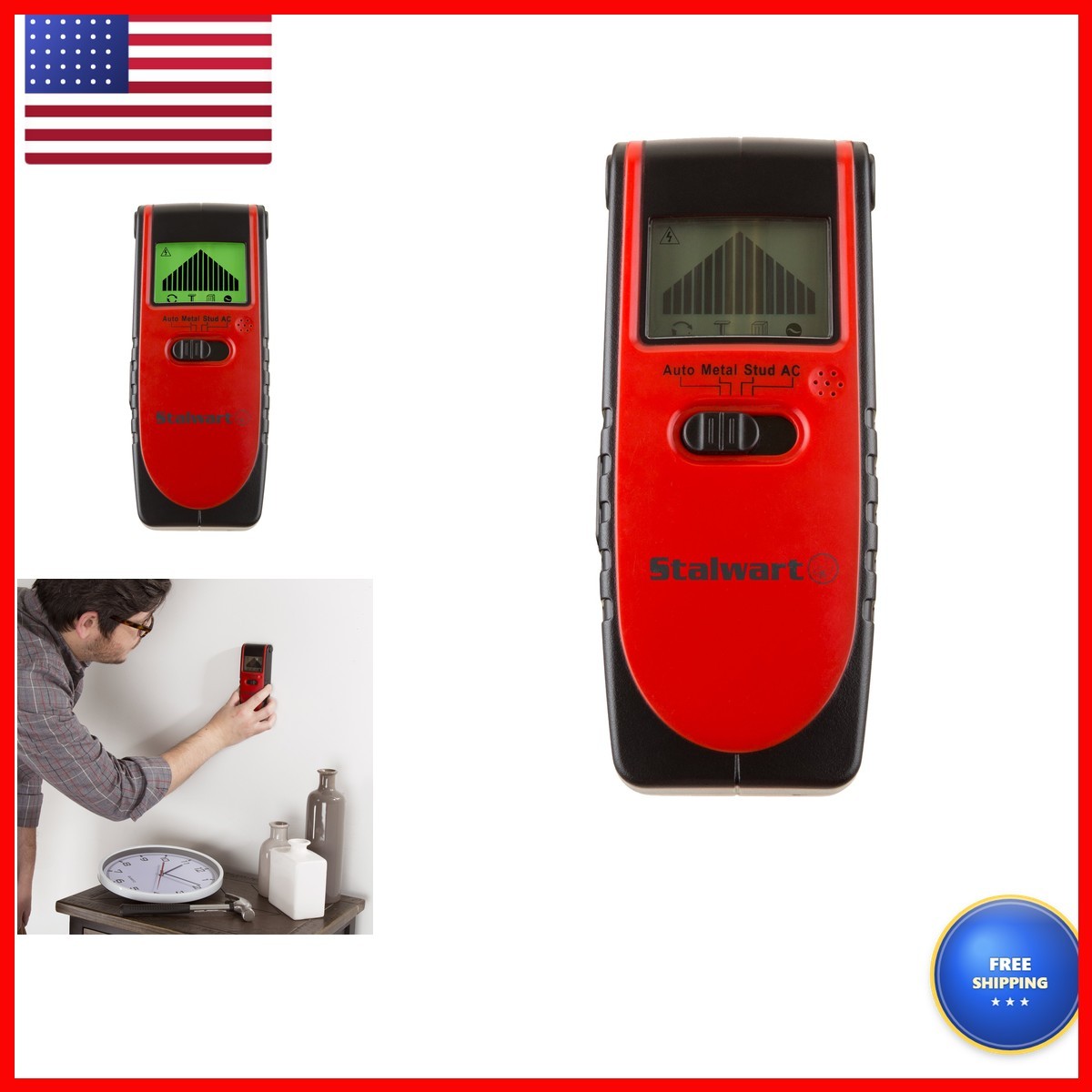 Stud Finder 3-in-1 Compact Electronic Wood And Metal Detector And Live Wire