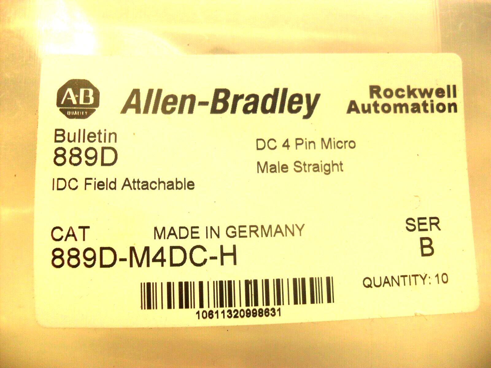 qty 10 - Allen-Bradley 889D-M4DC-H Factory Sealed in HEAVY Plastic Bag qty 10 - Allen-Bradley 889D-M4DC-H Factory Sealed in HEAVY Plastic Bag