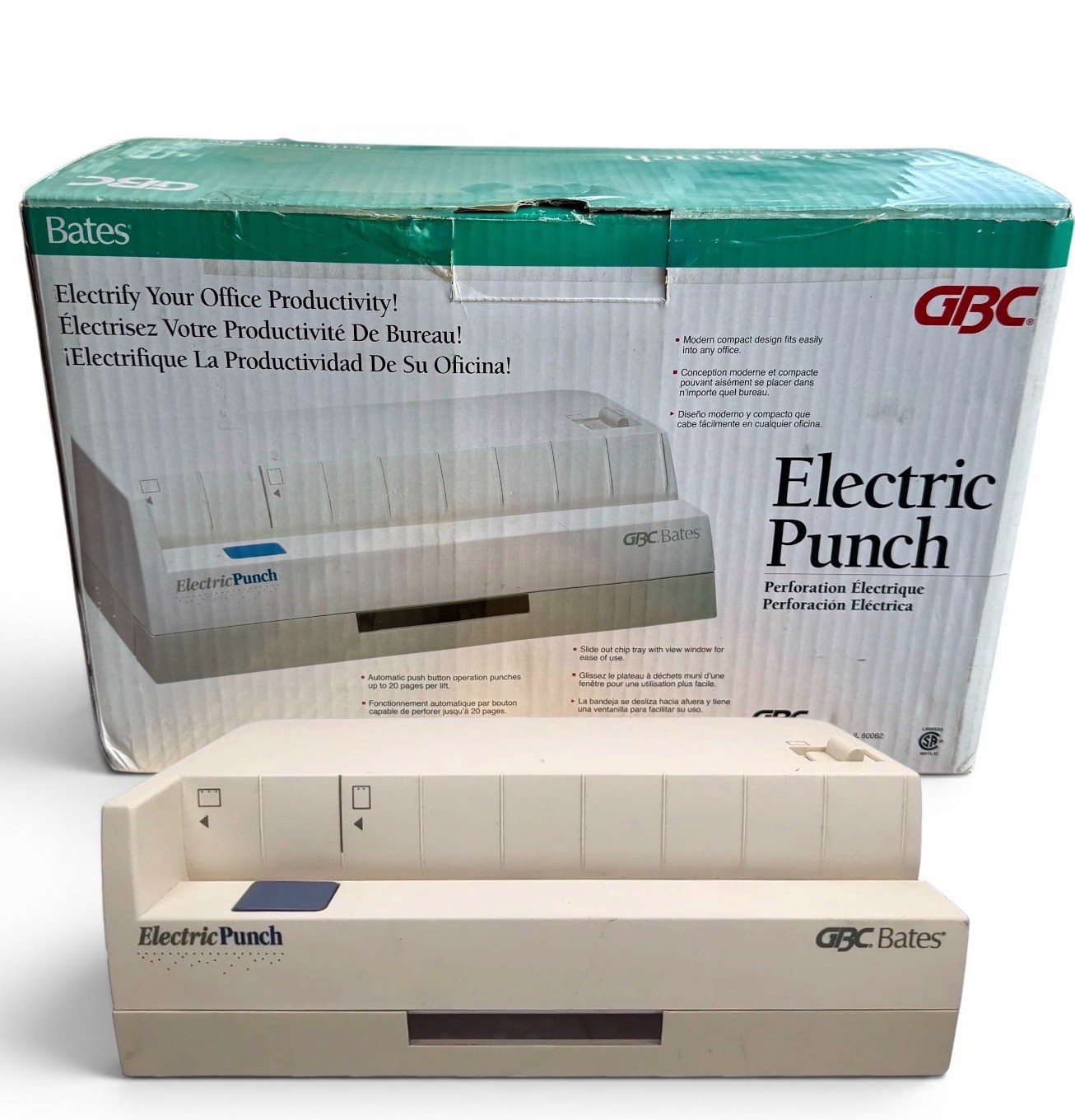 Bates GBC Electric Paper Punch Heavy Duty Office 2-3 Hole Desktop 20 Pages Bates GBC Electric Paper Punch Heavy Duty Office 2-3 Hole Desktop 20 Pages