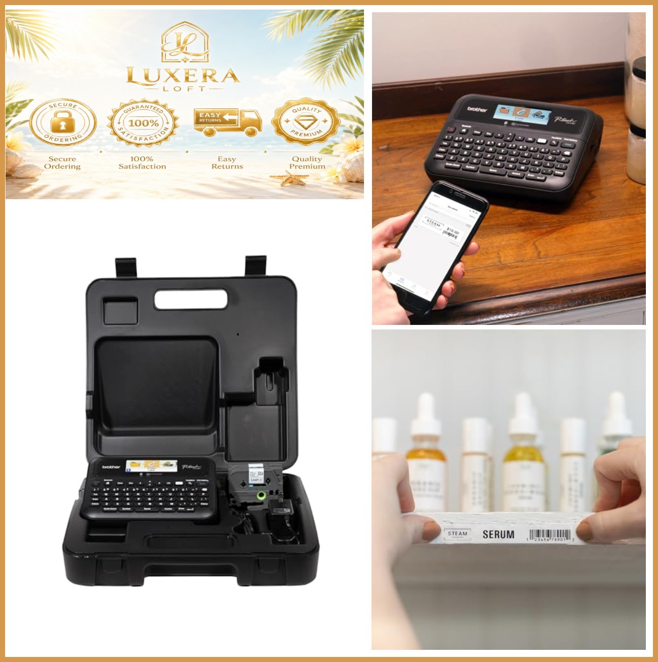 Bluetooth Label Maker Desktop QWERTY Keyboard LCD 24mm TZe Tape USB Carry Case Bluetooth Label Maker Desktop QWERTY Keyboard LCD 24mm TZe Tape USB Carry Case