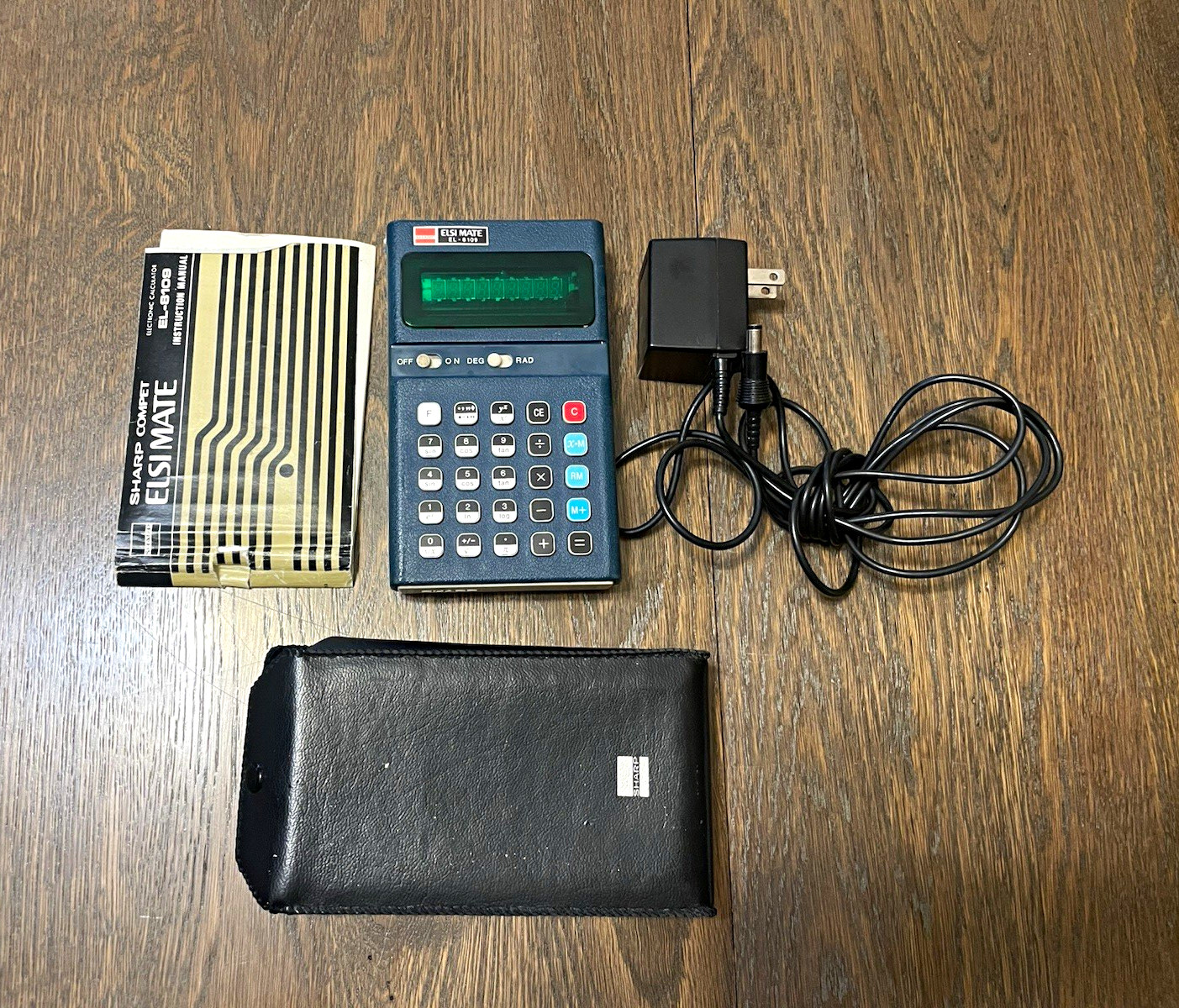 RARE Vintage Sharp ELSI MATE EL-8109 Calculator Case Manual Adapter WORKING RARE Vintage Sharp ELSI MATE EL-8109 Calculator Case Manual Adapter WORKING