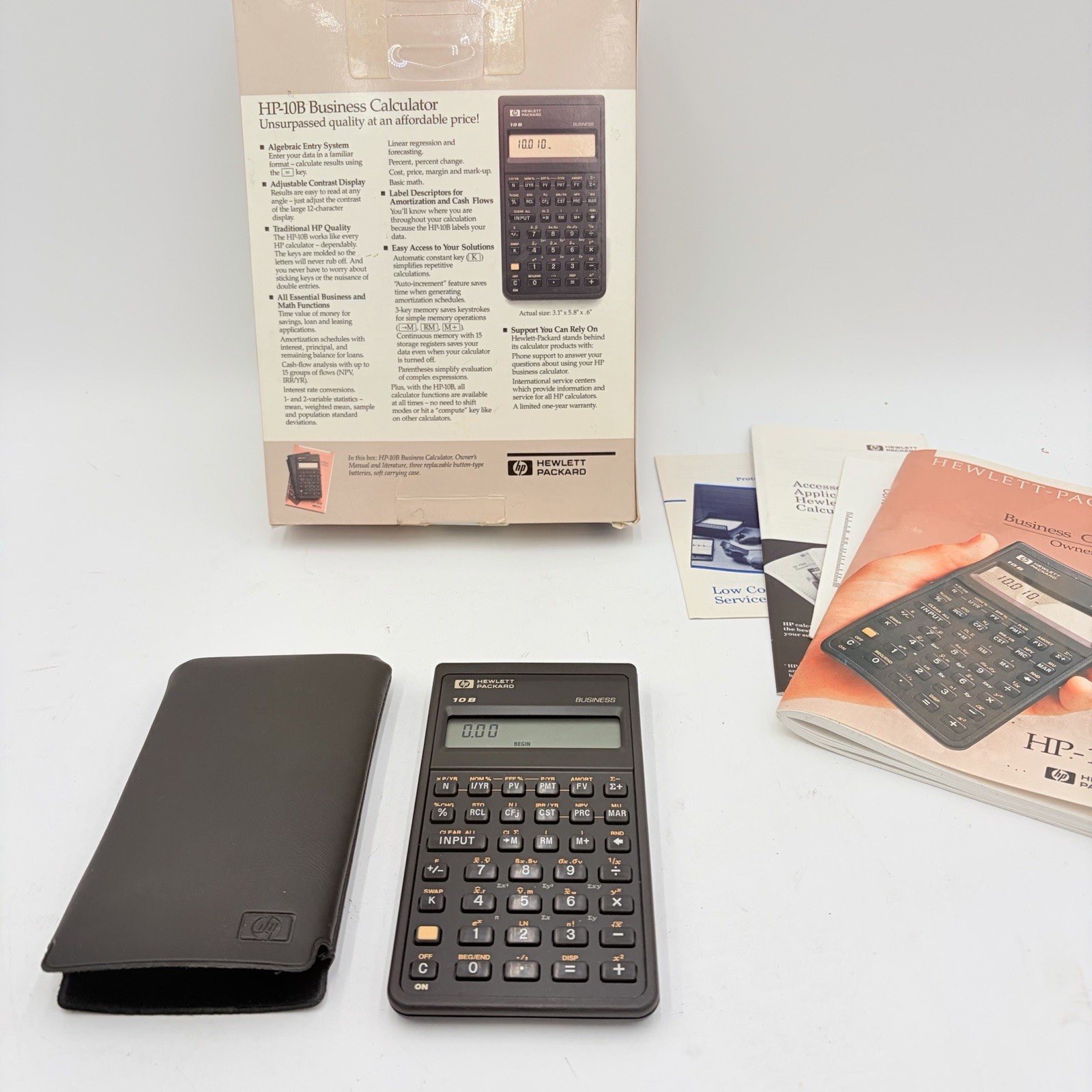 Vintage HP 10B Business Financial Calculator Box Manual Case Tested Works Vintage HP 10B Business Financial Calculator Box Manual Case Tested Works