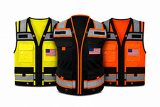 USA FLAG HIGH VISIBILITY Surveyor Two Tones Safety Vest  Mesh front & back picture