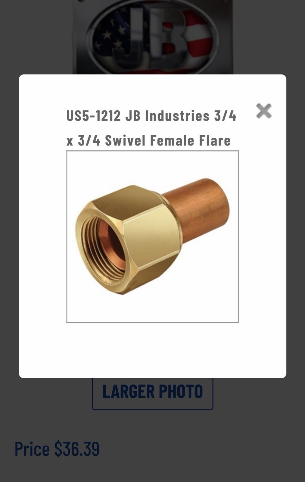 2 PACK JB Industries 3/4 in Swivel Union Brass Sweat Swivel Female Flare US51212 2 PACK JB Industries 3/4 in Swivel Union Brass Sweat Swivel Female Flare US51212