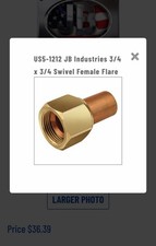 2 PACK JB Industries 3/4 in Swivel Union Brass Sweat Swivel Female Flare US51212 picture