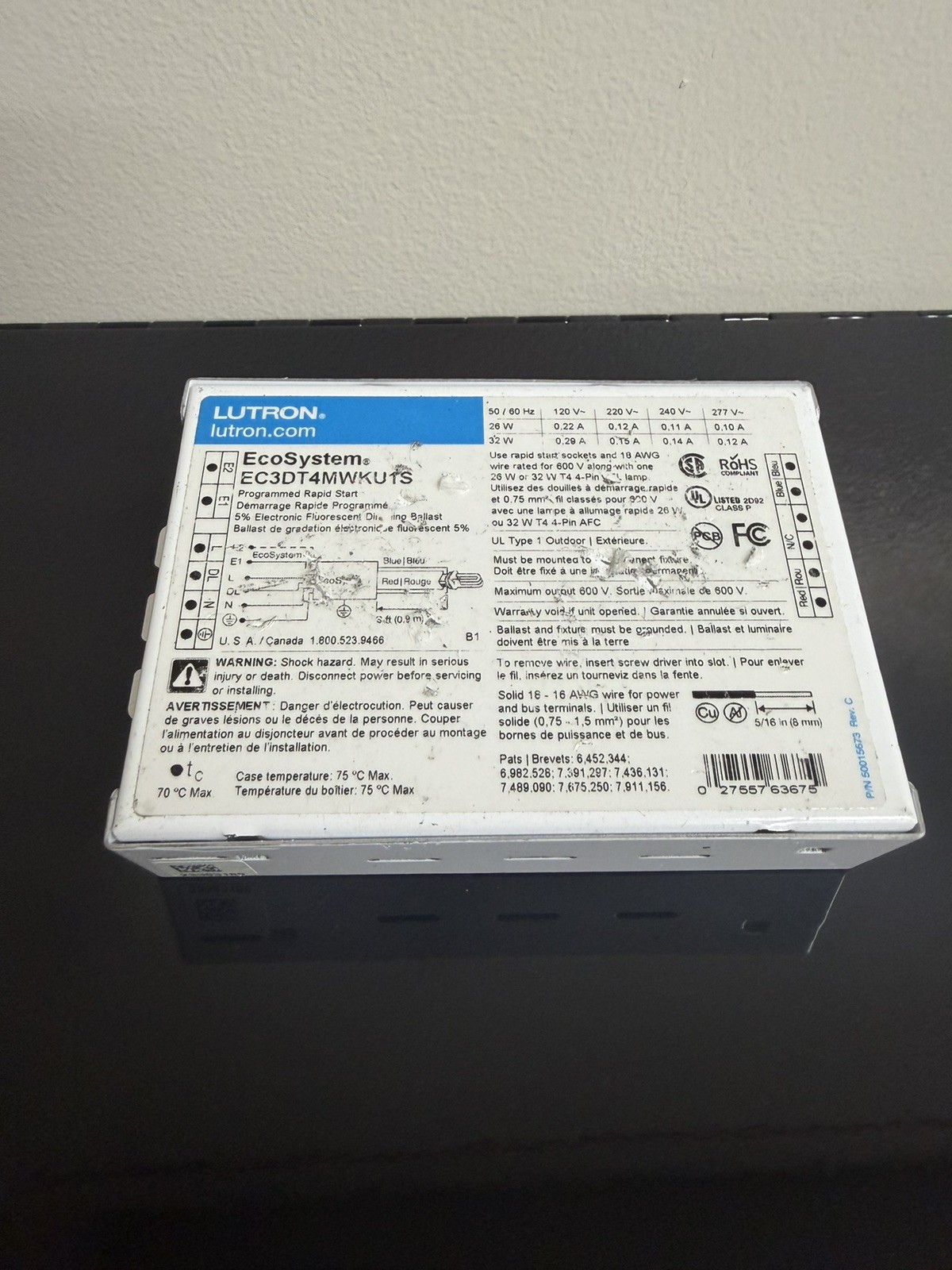 LUTRON EC3DT442KU1S Electronic Dimmable Ballast LUTRON EC3DT442KU1S Electronic Dimmable Ballast