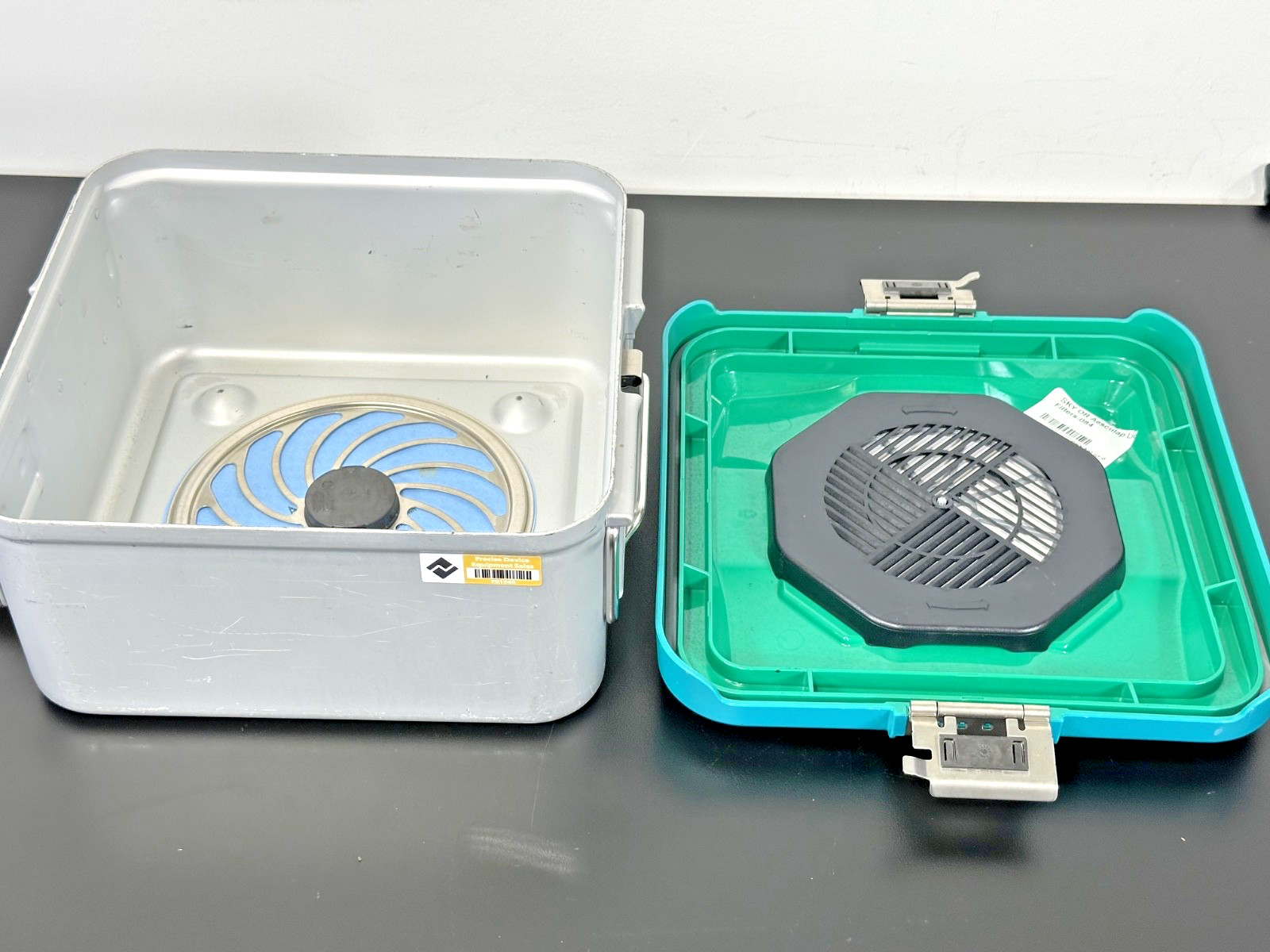 Aesculap PrimeLine Rigid Instrument Container Case Filter Teal Lid Germany