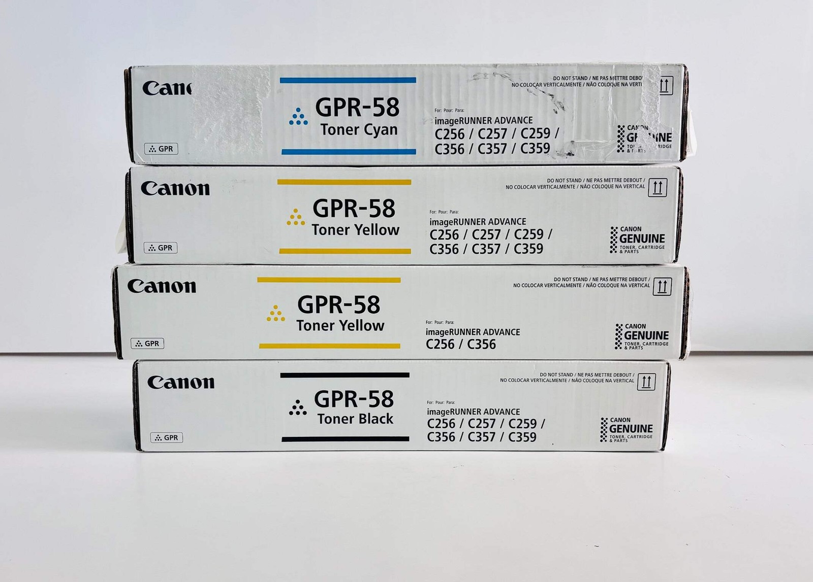 4 Genuine Canon iRAC256/C259/C257 Cyan, Yellow & Black Toners GPR-58 CYYK