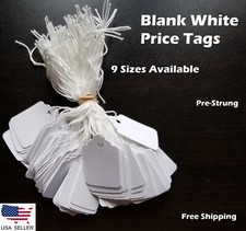 Blank White Merchandise Price Tags w/ String Retail Strung Jewelry 100-1000 pcs picture