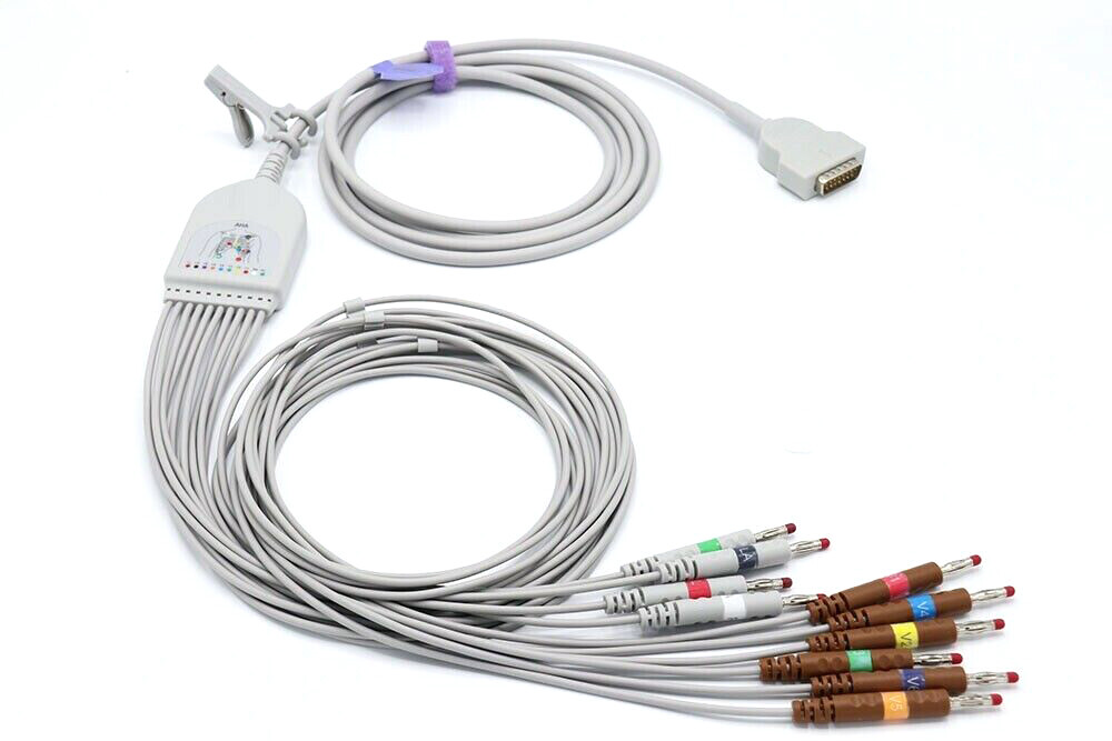 GE Marquette MAC 1600 MAC 2000 EKG Cable 10 Leads Banana AHA - Same Day Shipping GE Marquette MAC 1600 MAC 2000 EKG Cable 10 Leads Banana AHA - Same Day Shipping