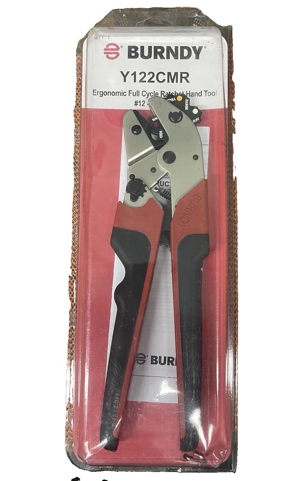 Burndy Y122CMR Mechanical Ergonomic Full Cycle Ratchet Crimper Hand Tool Burndy Y122CMR Mechanical Ergonomic Full Cycle Ratchet Crimper Hand Tool