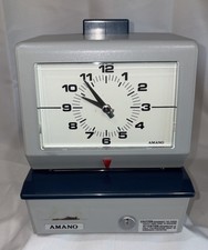 Vintage Amano 3508 Time Clock Recorder 3500 Clock Motor Works No Key Untested picture