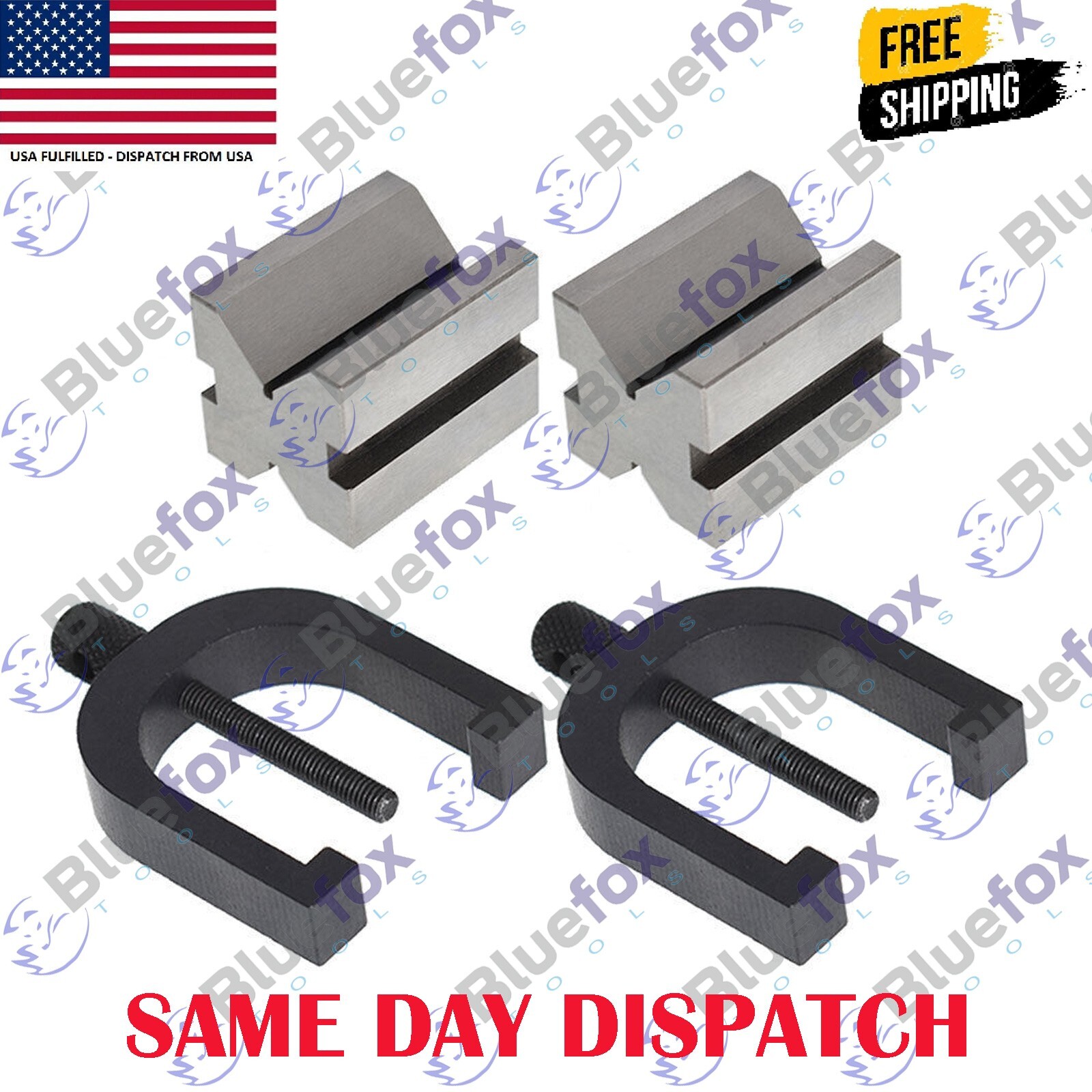 Precision Engineers Vee Blocks Clamp Set - V Block Matched Pair 1-5/8