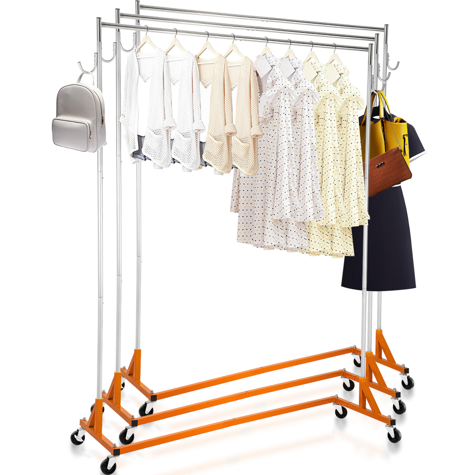 3 Set Z-Truck Clothing Rack Rolling Garment Z-Rack Lockable Casters Heavy-duty 3 Set Z-Truck Clothing Rack Rolling Garment Z-Rack Lockable Casters Heavy-duty