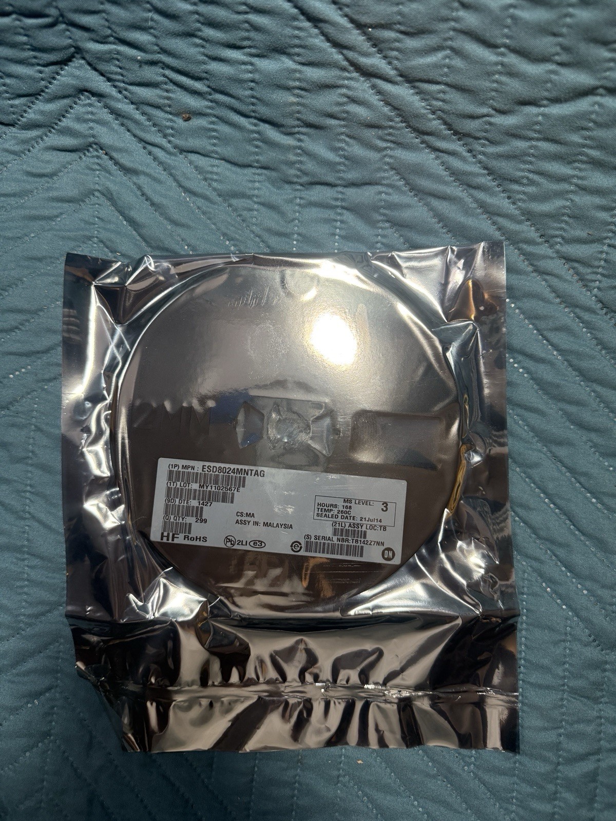 ON Semiconductor ESD8024MNTAG TVS Diode 24-QFN Lot 299 New Sealed Reel