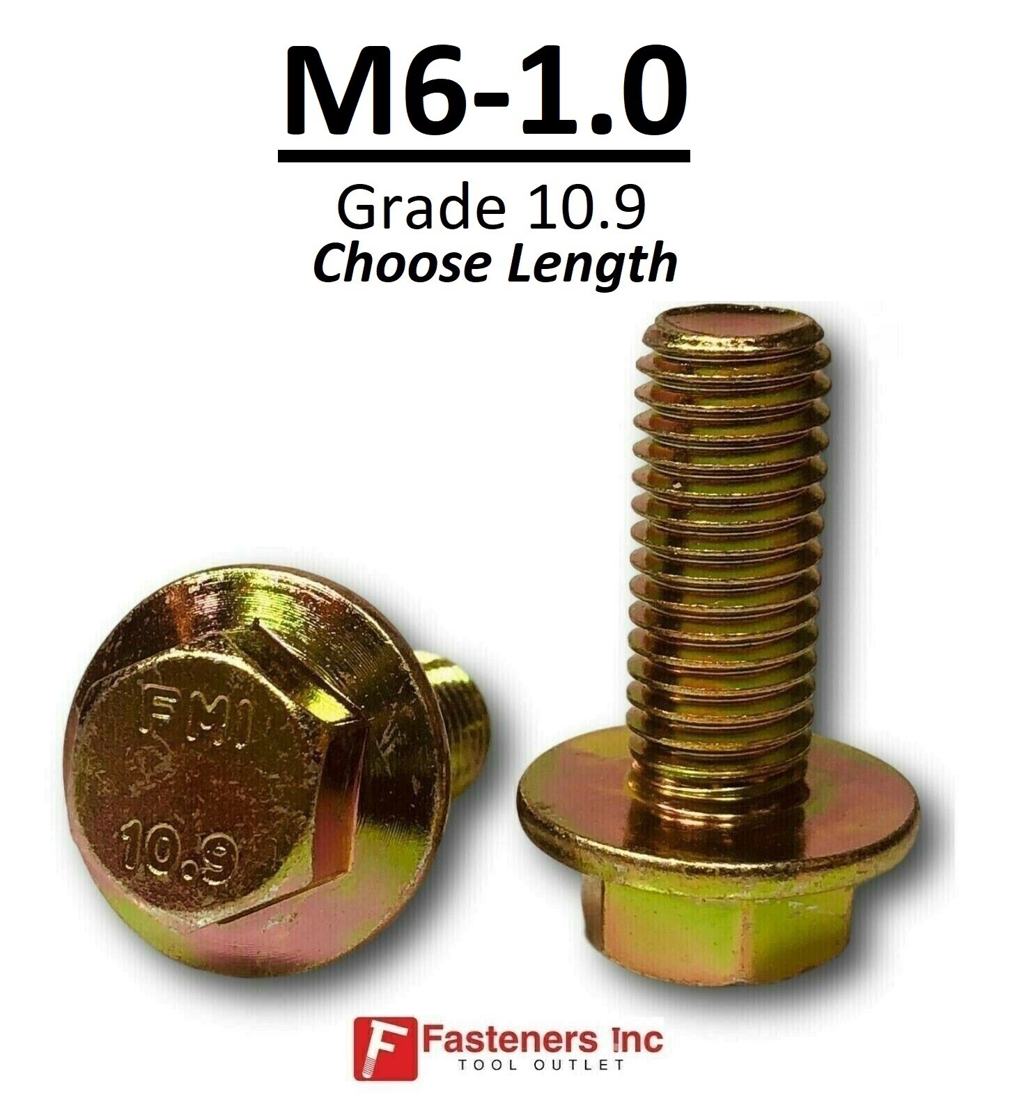 M6-1.0 x (Choose Length) Grade 10.9 Metric Flange Bolts Yellow Zinc Hardened M6-1.0 x (Choose Length) Grade 10.9 Metric Flange Bolts Yellow Zinc Hardened