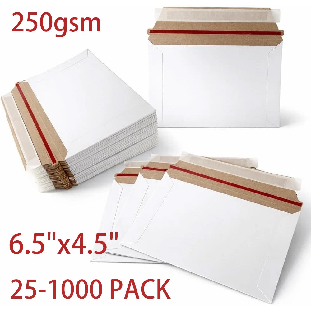 25-1000pcs 6.5 x 4.5 White RIGID PHOTO SHIPPING FLATS CARDBOARD ENVELOPE MAILERS 25-1000pcs 6.5 x 4.5 White RIGID PHOTO SHIPPING FLATS CARDBOARD ENVELOPE MAILERS