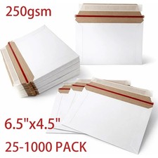 25-1000pcs 6.5 x 4.5 White RIGID PHOTO SHIPPING FLATS CARDBOARD ENVELOPE MAILERS picture
