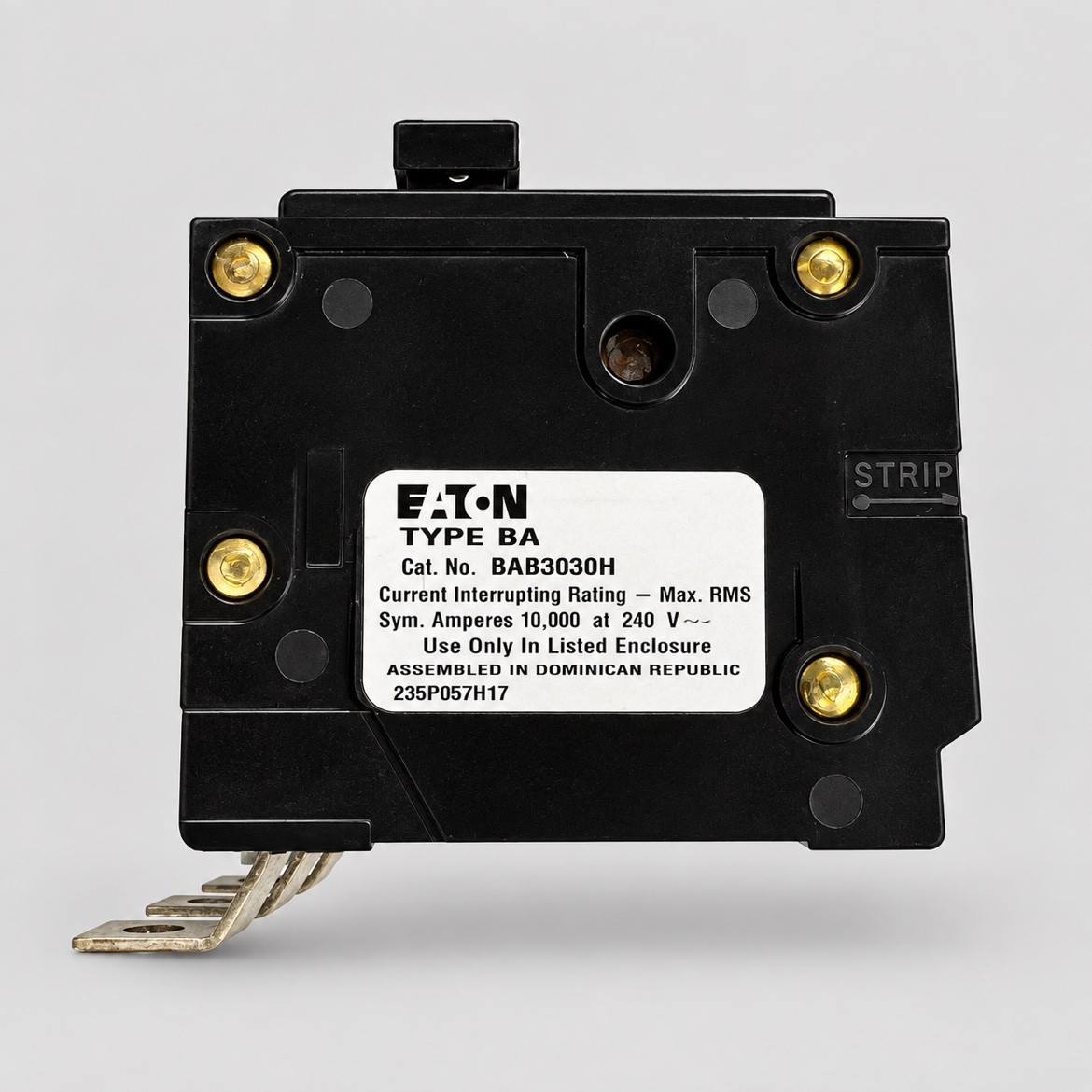 Eaton BAB3030H Circuit Breaker 30A 3 Pole 240V Type BA Bolt-On 10kAIC HACR