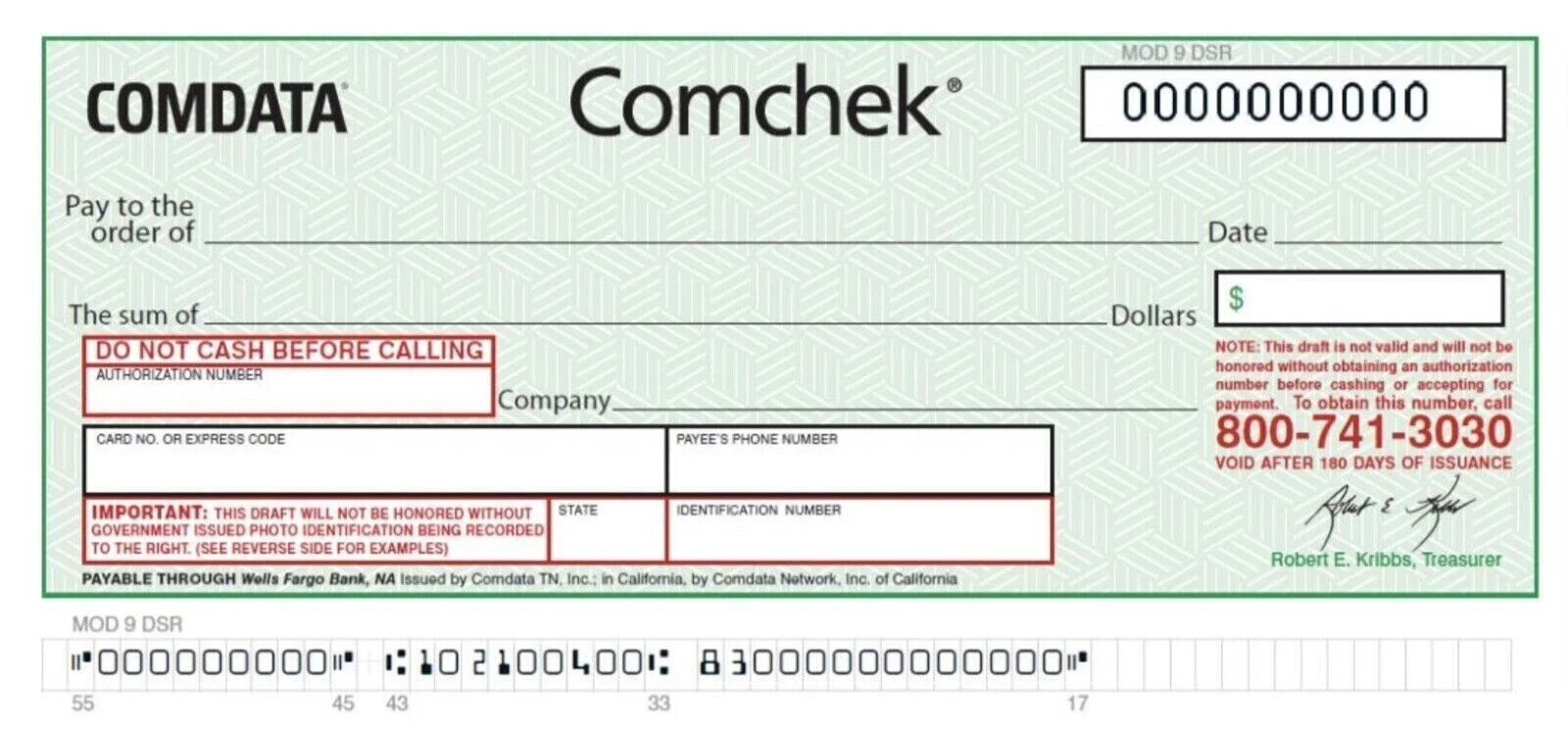 BLANK Green COMDATA Comchek - Size 5 Pack - COMCHECKS *FREE SHIPPING* BLANK Green COMDATA Comchek - Size 5 Pack - COMCHECKS *FREE SHIPPING*
