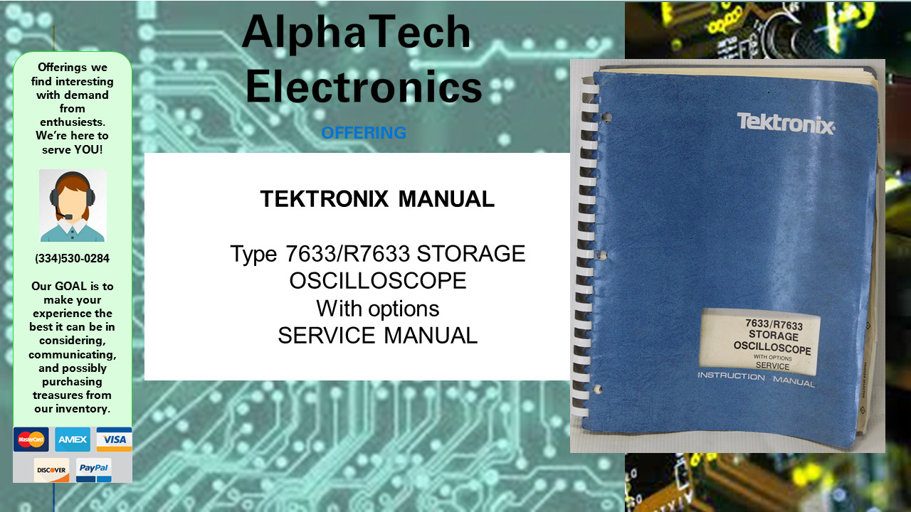 Tektronix 7633/R7633 Storage Oscilloscope w/options Service Manual 070-1767-00