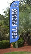WE UNLOCK CELL PHONES ~ Windless Feather Flag ~ includes Pole & Ground Stake picture
