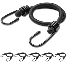 18inch Bungee Cords with Hooks,6Pcs Heavy Duty Extra Strong 18inch, Black picture