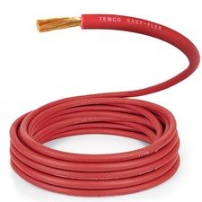TEMCo 4 AWG RED Welding Cable Per-Foot Flexible Copper USA Battery Wire picture