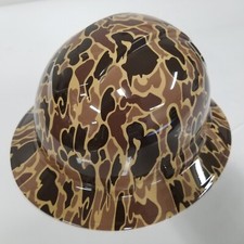 full brim hard hat custom hydro dipped IN BROWN DUCK HUNTER ,AWESOME COLORS picture