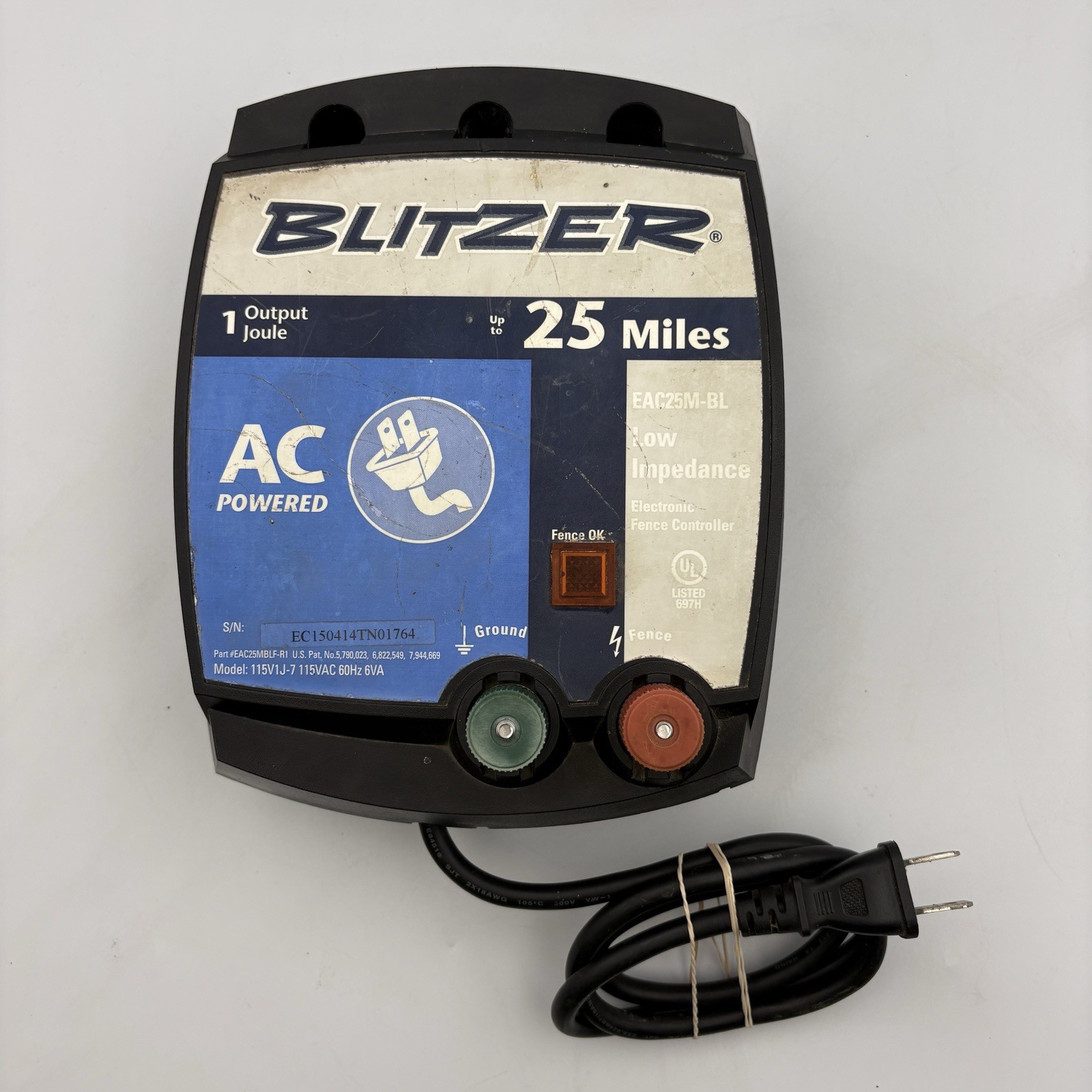 Blitzer 25 Mile Low Impedance AC Electric Fence Controller EAC25M-BL Blitzer 25 Mile Low Impedance AC Electric Fence Controller EAC25M-BL