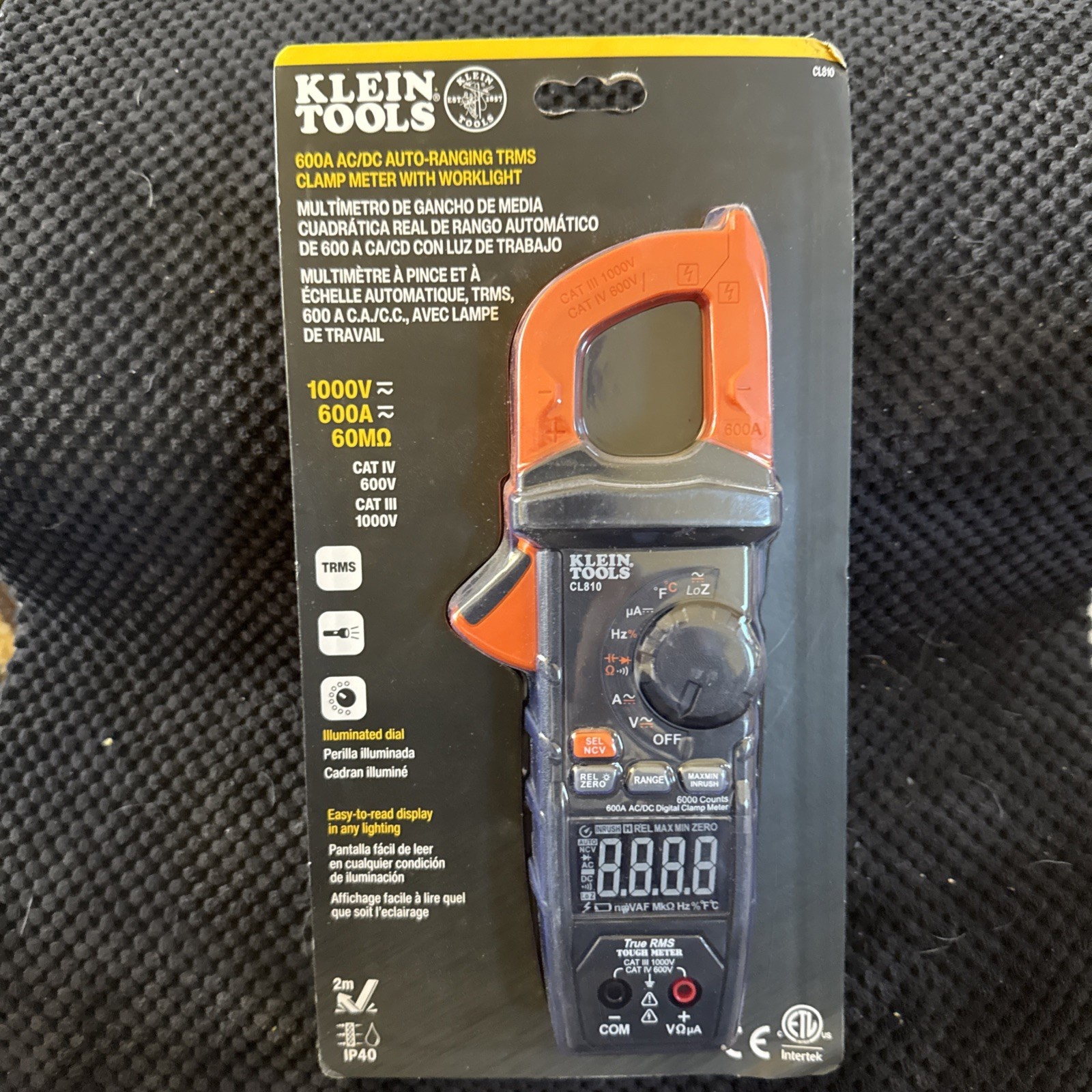 Klein Tools CL810 600A AC/DC True RMS Clamp Meter Worklight NEW FACTORY SEALED