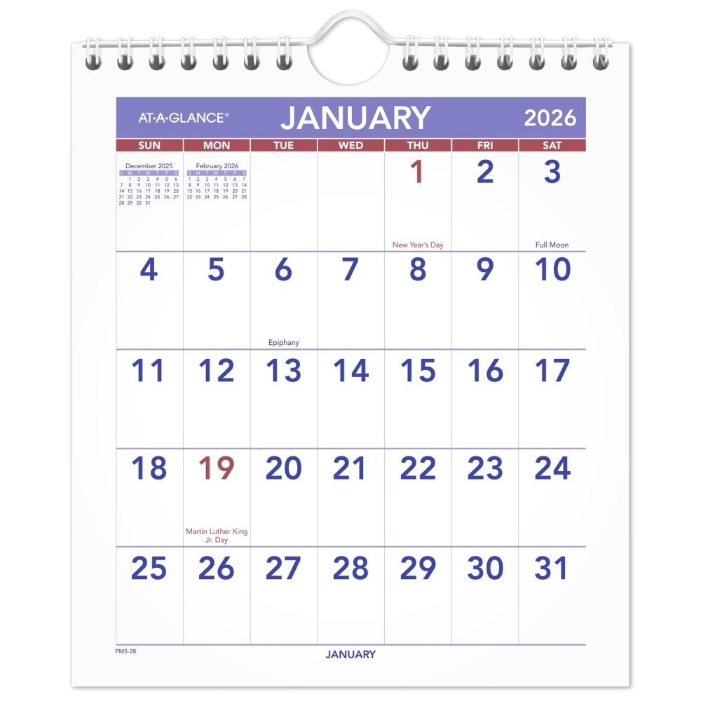 AT-A-GLANCE 2026 Wall Calendar, 6-1/2\
