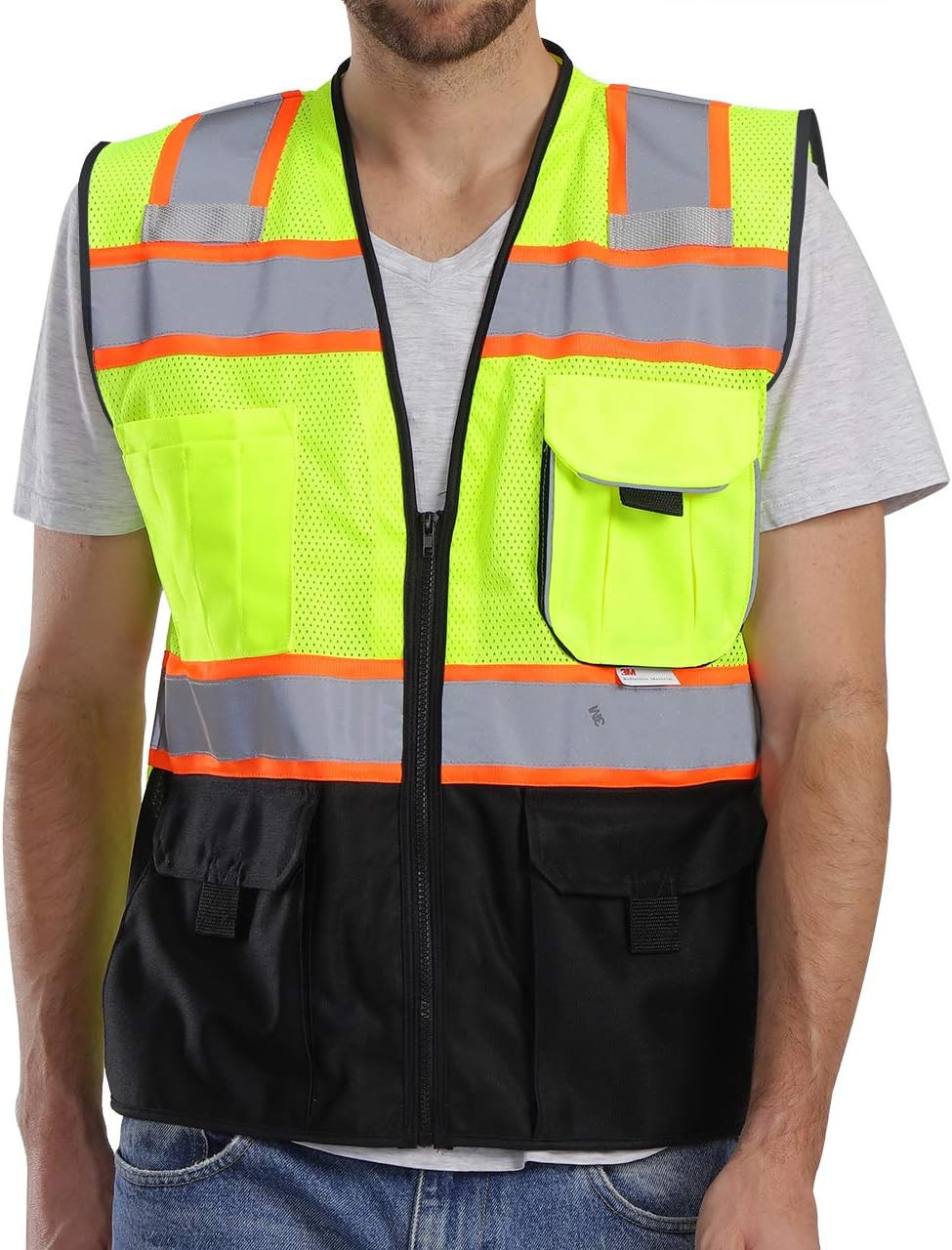Chaleco de Seguridad Reflectante con Bolsillos y Cremallera Alta Visibilidad M Chaleco de Seguridad Reflectante con Bolsillos y Cremallera Alta Visibilidad M