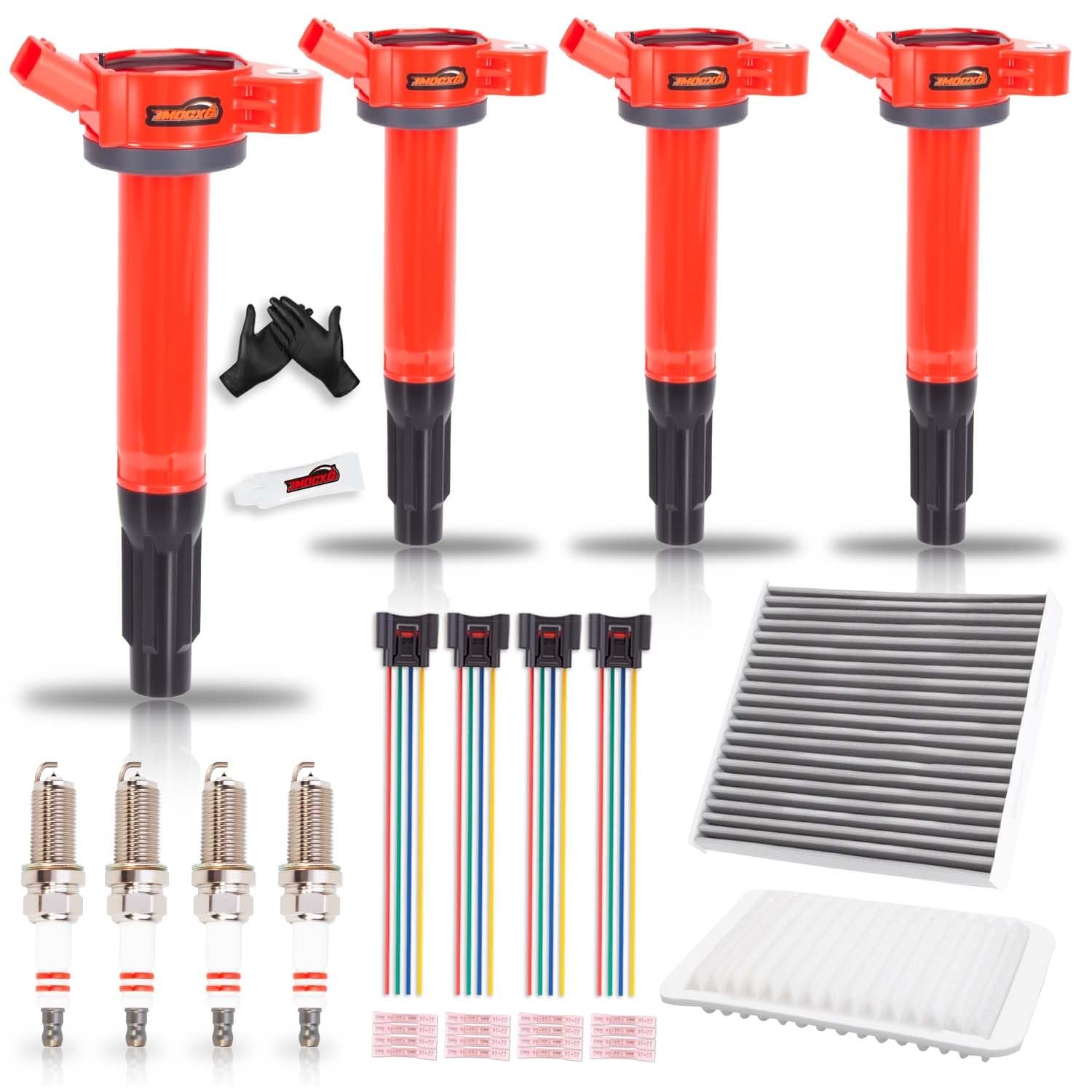 4Pk UF487 Coil Pack, Spark Plugs, Connector, Filters Kit for Toyota Camry Venza