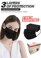 100/50/10 PCS Black Face Mask Mouth & Nose Protector Respirator Disposable Masks picture