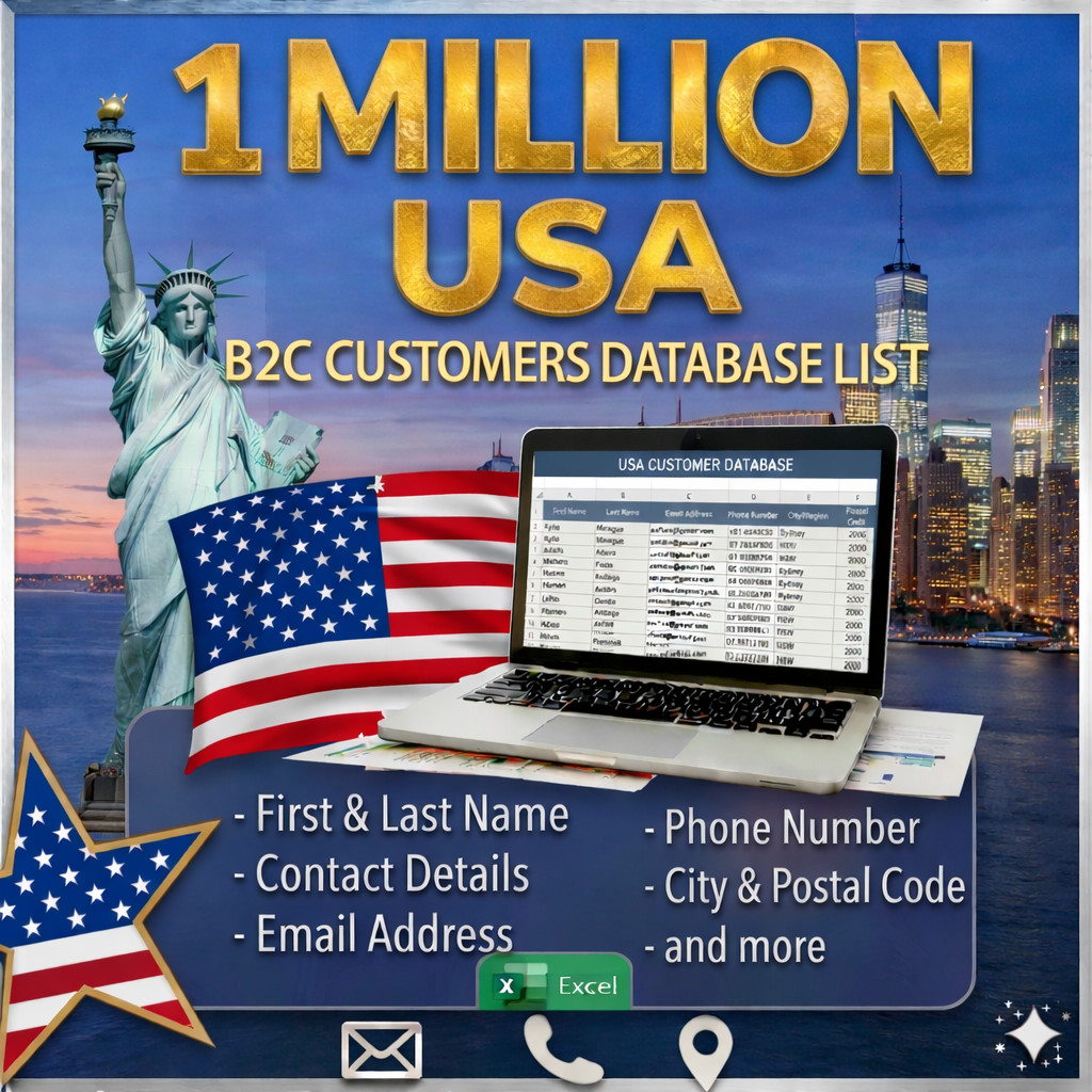 1 MILLION High Quality USA Consumers Email Database – Complete B2C Contact list 1 MILLION High Quality USA Consumers Email Database – Complete B2C Contact list