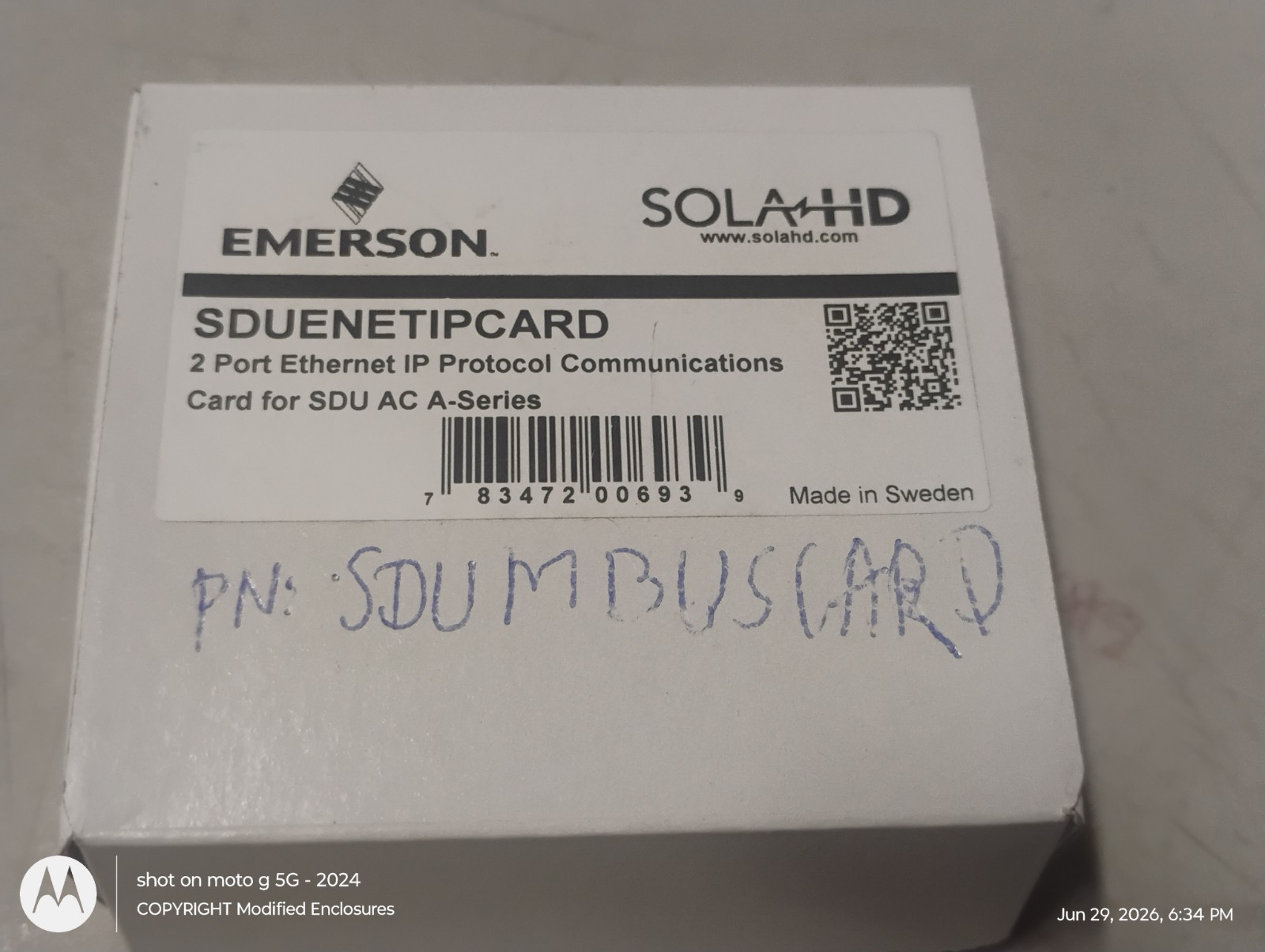 Emerson Sola Heavy Duty SDUENETIPCARD - NEW NIB Emerson Sola Heavy Duty SDUENETIPCARD - NEW NIB