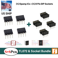 4 PCS TL072CP & 4PCS DIP-8 Sockets | Low Noise JFET Dual Op-Amp | US SHIP picture