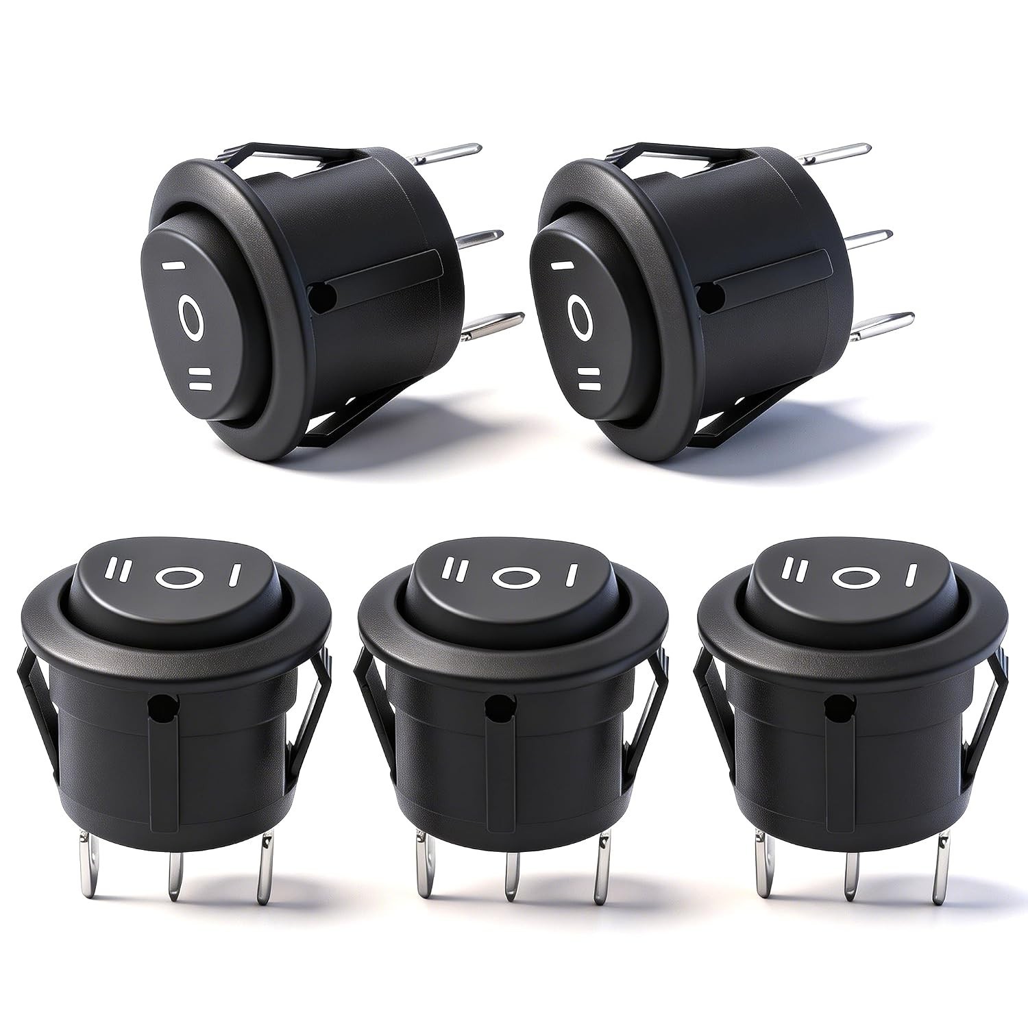 5pcs Snap-in Round Momentary Rocker Switch Round, Black/(ON)-Off-(ON) 5pcs Snap-in Round Momentary Rocker Switch Round, Black/(ON)-Off-(ON)