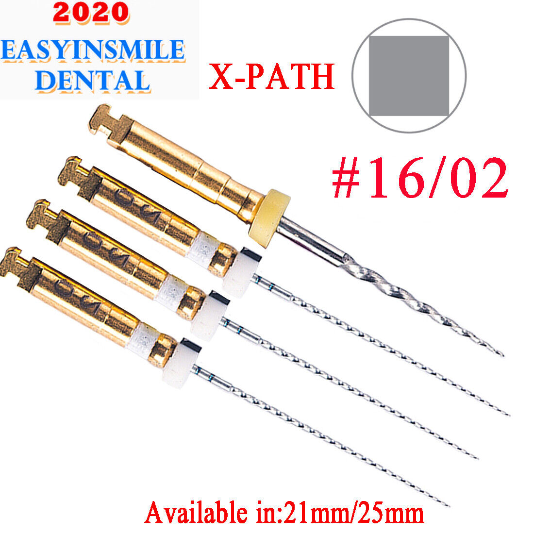 4Pcs Dental NITI Rotary X-PATH Files Endo Root Canal Treatment Tips #16 21/25mm