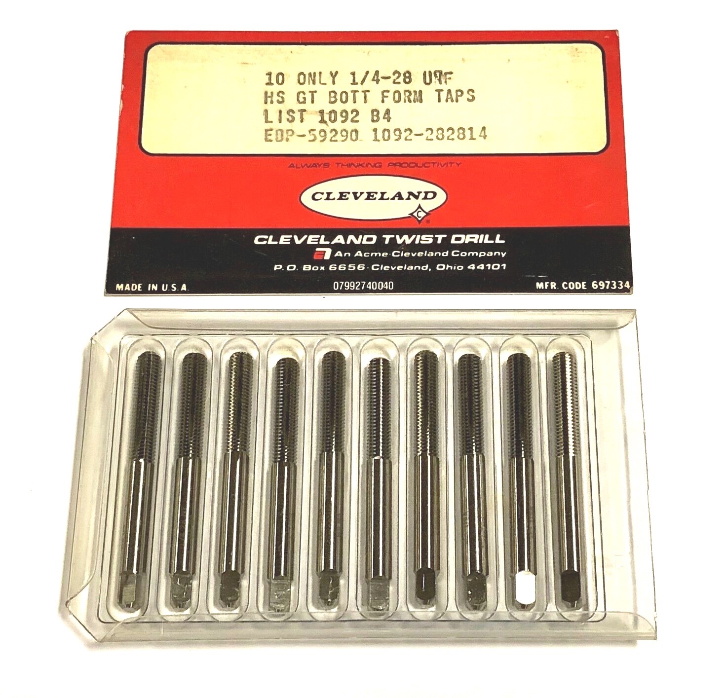 Cleveland Twist 1/4-28 Thread Forming Taps NF Bottoming HSS Tap 10 Pack USA Made Cleveland Twist 1/4-28 Thread Forming Taps NF Bottoming HSS Tap 10 Pack USA Made