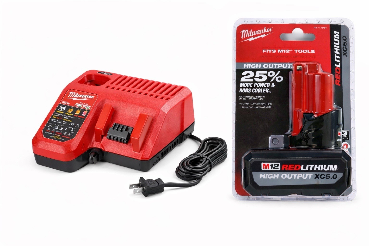 Milwaukee NEW M12 XC 5.0Ah Battery + M12/M18 Charger 48-59-1812 OEM Tool Milwaukee NEW M12 XC 5.0Ah Battery + M12/M18 Charger 48-59-1812 OEM Tool