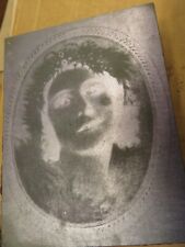 VINTAGE ANTIQUE ENGRAVED PRINTERS PLATE FEMALE WITH HEADDRESS picture