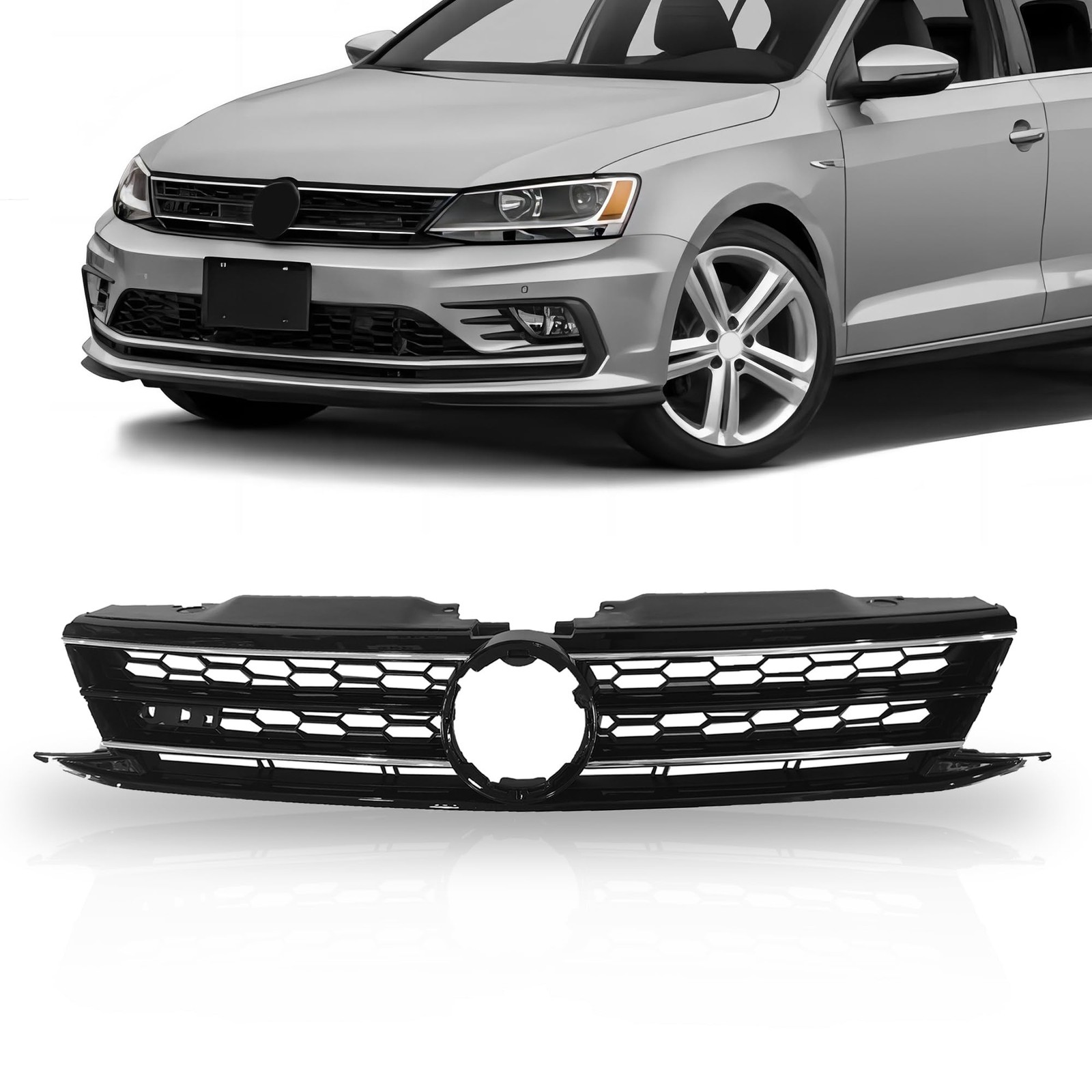 Front Bumper Grille Black/Chrome VW Jetta MK6 2015-2018 Front Bumper Grille Black/Chrome VW Jetta MK6 2015-2018