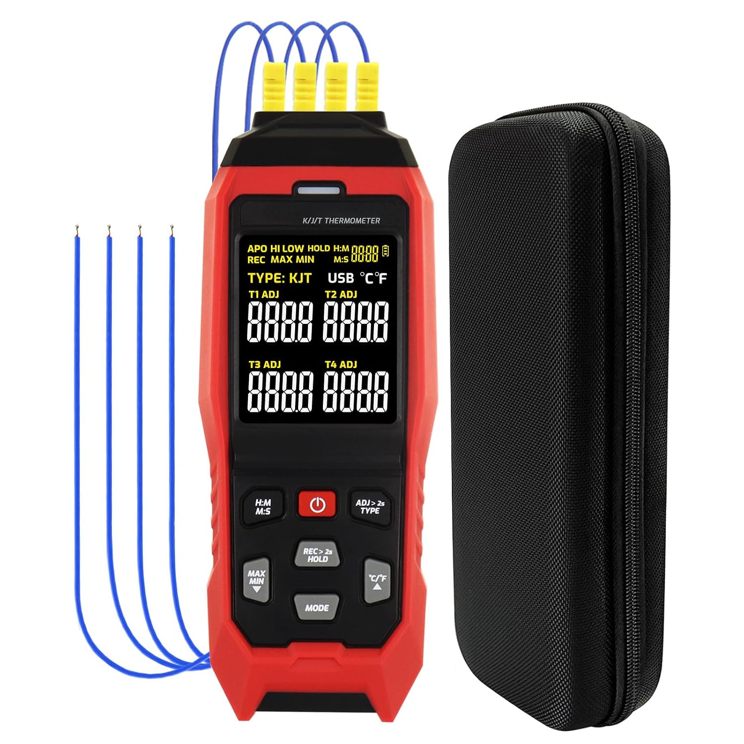 Thermocouple Thermometer Temperature Data Logger 4-Channel K/J/T Type Thermomete